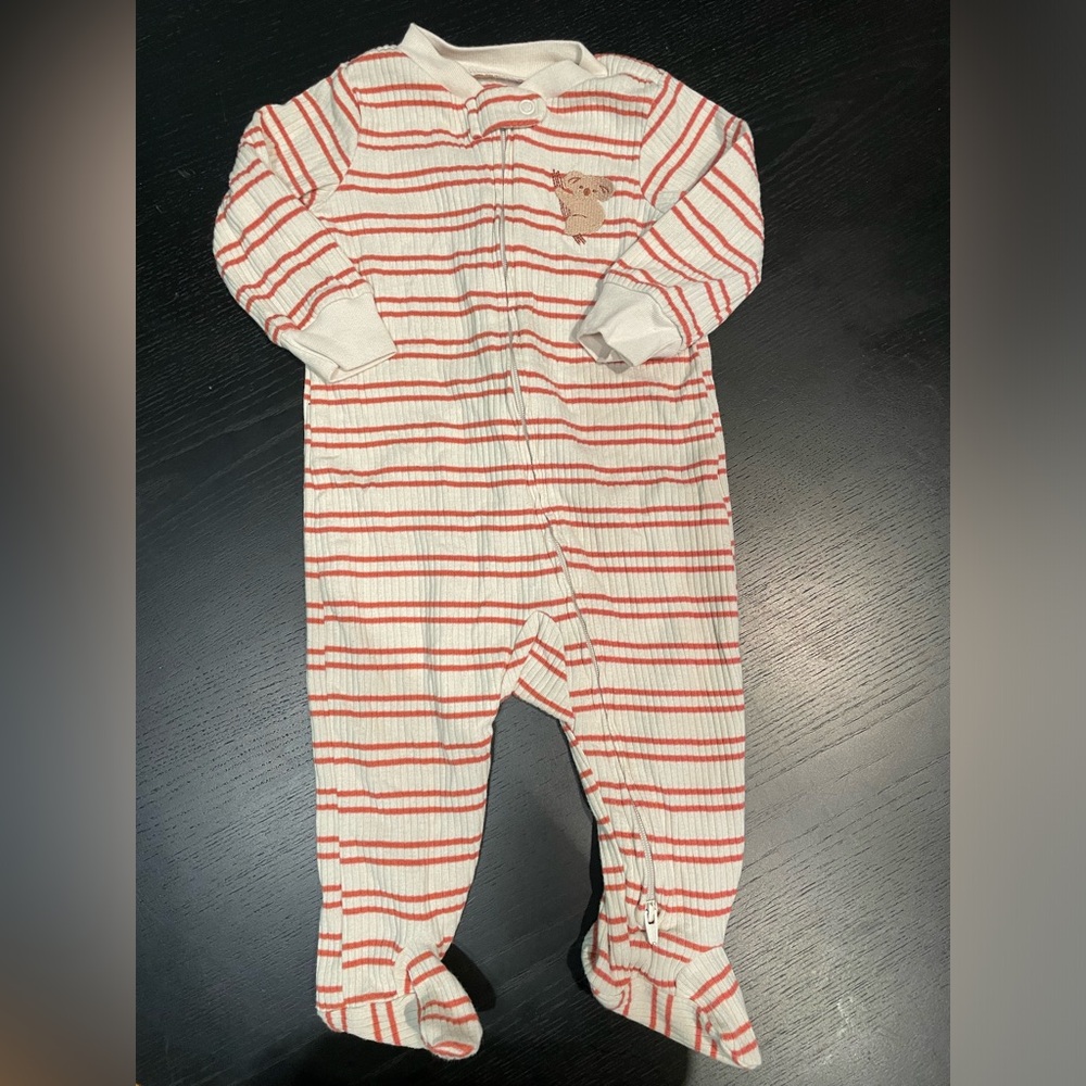 Carter’s two way zipper footie pjs with koala and orange stripes